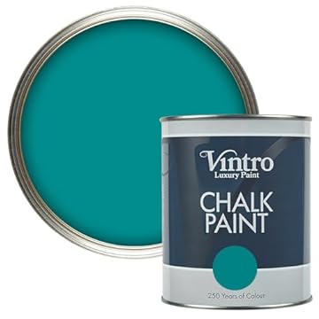 Vintro | Teal Chalk Paint | Furniture Paint | Shabby Chic | Upcycle | Decorate | Ultra Matt Finish | 1 Litre (Teal)