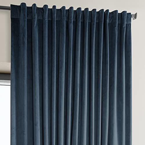 Image of HPD Half Price Drapes Signature Plush Extra Wide Velvet Blackout Curtains for Bedroom (1 Panel),100W X 108L Hotel Black Out Curtains for Living Room, Thermal Insulated Curtains, Varsity Blue