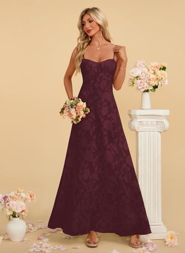 Image of Women's Elegant Wedding Guest Dress Spaghetti Straps Slim Fit Floral Sleeveless Formal Dress Maxi Evening Party