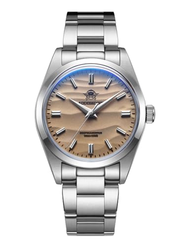 Addiesdive 36mm Sand-Dune Dial VH31 Quartz Watch, Domed Bubble Crystal with AR Coating, AD2030 Brown Color