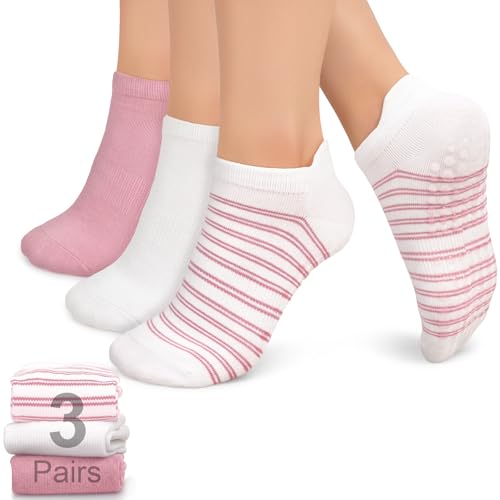 Image of yeuG Pilates Socks for Women Non Slip Grip Socks for Yoga, Barre, Hospital, Barefoot Grippy Yoga Sock Womens Gifts 4 Pairs