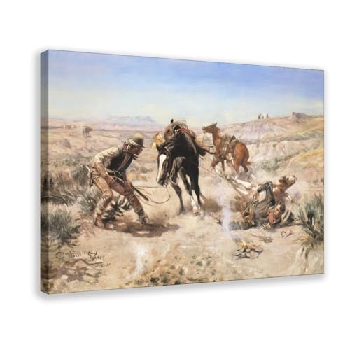 Toile The Cinch Ring de Charles M Russell - Cadre suspendu 61x91cm pour bureau