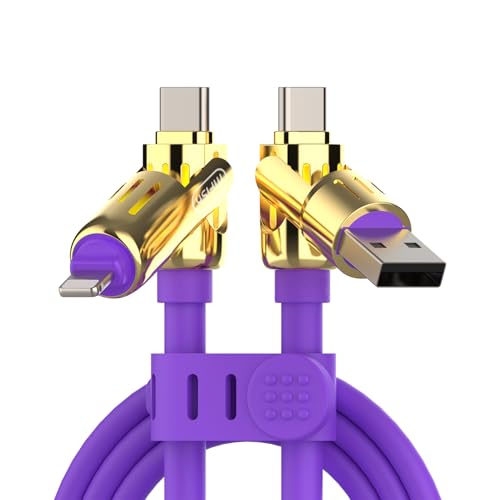 Image of MFish 240W 4-in-1 Fast Charging Cable, Purple Gold, 6.6FT