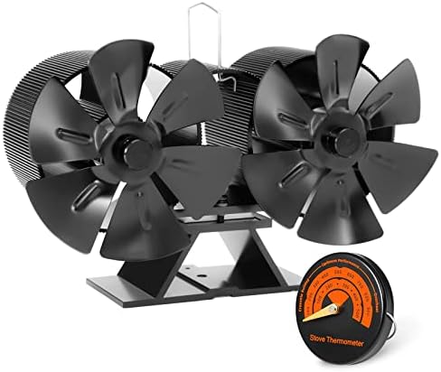 JossaColar Wood Stove Fan Heat Powered Stove Fan Dual Motors, Fireplace Fan Stove Fan Non Electric, Thermal Fan Eco Fans for Wood Burning Stove/Pellet/Log Burner, w/Wood Stove Accessories Thermometer