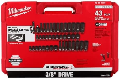 Milwaukee 49-66-7009 43PC SHOCKWAVE Impact Duty 3/8" Drive SAE & Metric Deep 6 Point Socket Set
