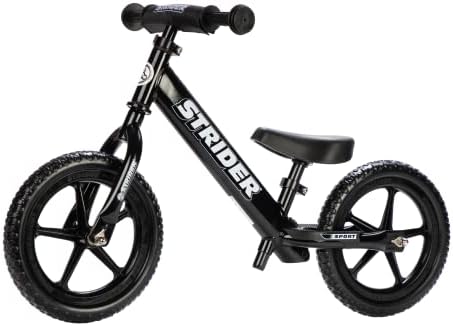 Strider - 12 Sport Balance Bike For Ages 18 Months - Ultralight First Kids Bike. Adjustable Saddle, 12 Inches In Black