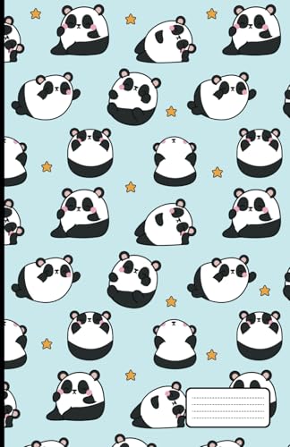  Quaderno a righe, Formato 13,97 x 21,59 cm, 100 Pagine, Kawaii Panda