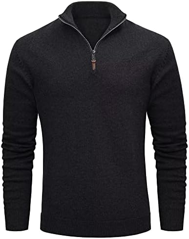 MAGCOMSEN Men’s Casual Knitted Sweaters Turtleneck Pullover with 1/4 Zip Soft Fall Winter Polo Sweater
