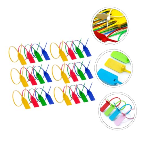 OKUMEYR 100pcs Disposable Plastic Tamper Seal Self Locking Tag for Logistics Luggage Safe Random