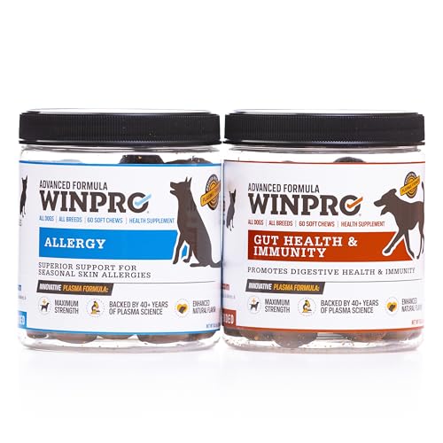 WINPRO All-Natural Allergy Relief and Gut Health Bundle, 120 Chews, Plasma Powered Grain Free Soft Chews Providing Relief from Itchy, Irritated Skin, Digestive Health and Immunity