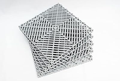 Boss Detail Modular Garage Flooring Tile - Interlocking Soft PVC, 12"x12" Pool Patio Floor, Interlocking Drainage Mats Outdoor Indoor (5, Gray)