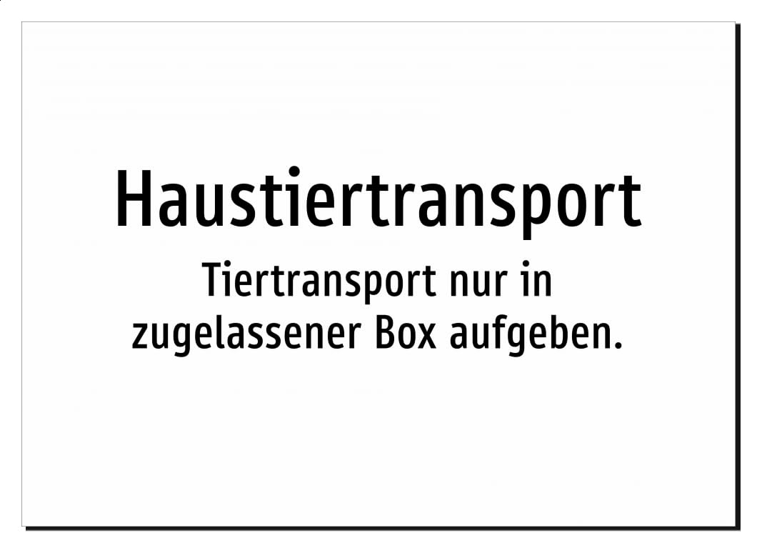 31474-DE-T-07 | Haustiertransport - Tiertransport nur in zugelassener | Aluminiumschild A4, 297 x 210mm | nur Text, ohne Symbolgrafik