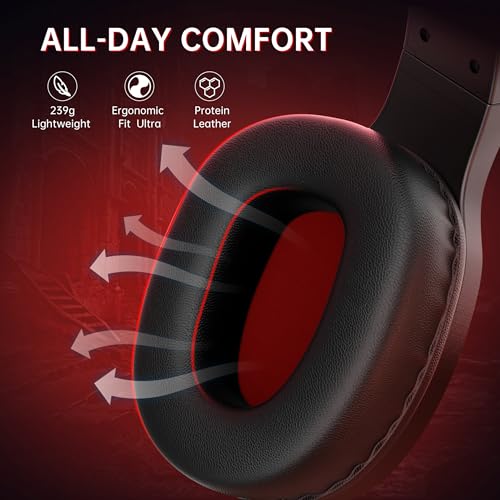 Image of AOC Bluetooth Gaming Headset with Mic for PC, PS5 /4, Nintendo Switch, 2.4GHz Wireless Gaming Headphones with RGB, USB-C, 7.1 Virtual Surround 20ms, Latency, 45H Playtime- Red