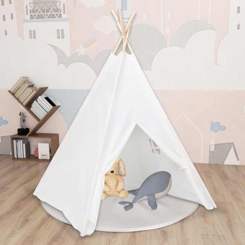 Home Garden - Tienda de campaña para niños con bolsa, piel de melocotón, color blanco, 120 x 120 x 150 cm