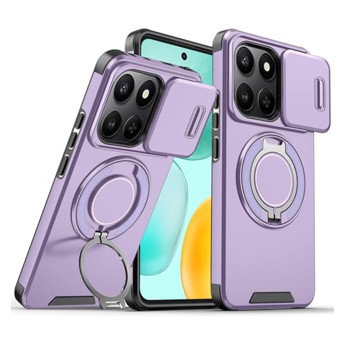 Junruijia Case for Honor X6c (6.61) Camera Lens Protector 360 Metal Stand Protective Case [ Dual Layer PC + TPU ] Cell Phone Case-Purple