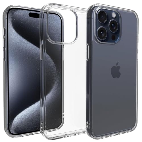 Image of WOW IMAGINE Crystal Clear Back Cover Case for Apple iPhone 15 Pro Max | Full Device & Camera Protection | Shockproof TPU Silicone Back Case Mobile Cover - Transparent