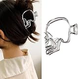 Halloween Hair Clips for Women Metal Silver Hair Claw Clips with Skull Head Shape Design for Thick Metal Skeleton Halloween Hair Accessories Cosplay Party Decorations 1PCS