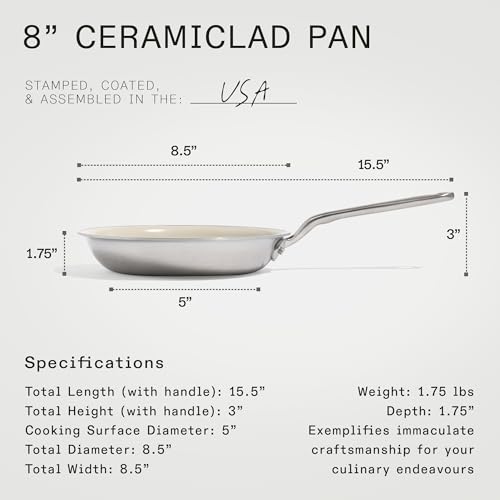 Made In Cookware - 3-Piece (Includes 8",10",12") CeramiClad Non Stick Frying Pan Set (Stainless Handle) - 5-Ply Stainless Clad with Stay-Cool Handle - Professional Cookware - Crafted in USA - Image 2