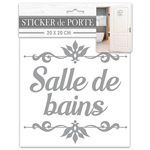 Les Trésors De Lily [R2095 - Sticker Porte 'Salle de Bains' Gris - 20x20 cm