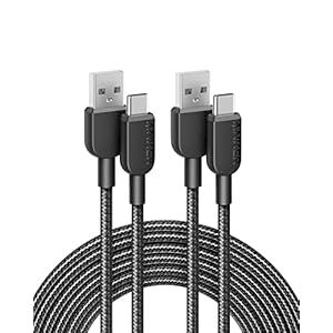 Anker USB A to USB C Cable, Charger Cord (2 Pack, 10FT), for iPhone 17 Series,Samsung Galaxy Note 10/S10+ S10, LG V30 (Black)