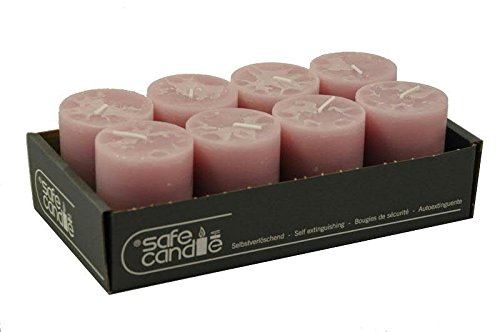8 Stumpenkerzen Rustikal – Antik Rosa, 8 Cm Hoch, Selbstverlöschend & DEKRA Geprüft