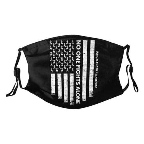 Lung Cancer Awareness America Flag White Ribbon Adult Dust Mask Adjustable Dust Face with 2 Filter34