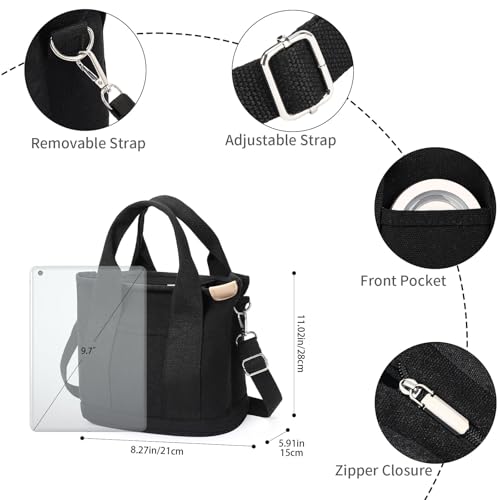 Bolso tote pequeño de lona para mujer con cierre miniatura 3
