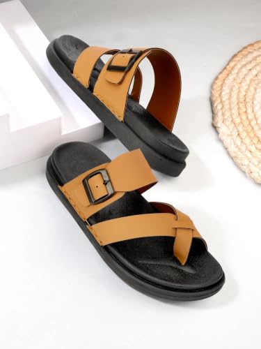 Image of KRISMO Men's Rich Quality|Perfect Style|Ultalightweight Synthetic Leather Buckle Sandal
