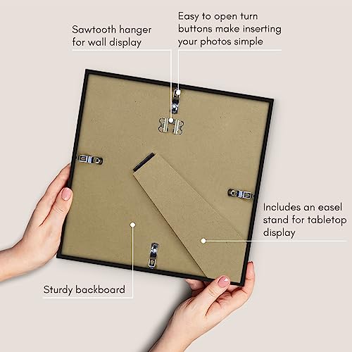 Americanflat 10X10 Picture Frame In Black - Thin Border 8X8 Picture Frame With Mat Or 10X10 Frame Without Mat - Shatter Resistant Glass - Horizontal And Vertical Formats For Wall And Tabletop #TOP4