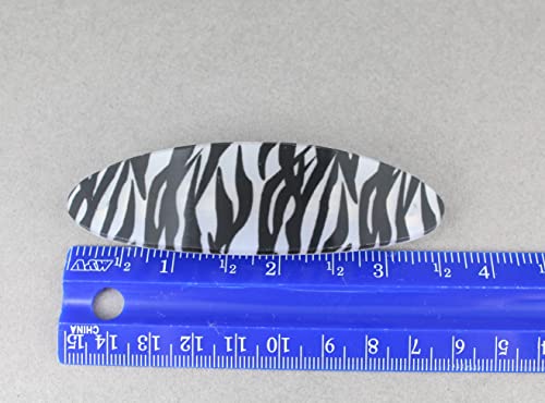 Generic 208550914-GRYBRN Black White Zebra Print Curved Barrette Hair Clip Accessory 3.5 Inches Long Oval Barrette Zebra Stripe thumb #1