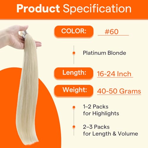 Image of Full Shine Itip Human Hair Extensions 24 Inch, 40g Platinum Blonde