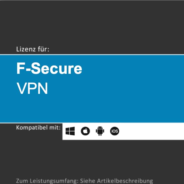 Lizenz für F-Secure VPN | 2026 | 1-10 Gerät(e) | 1 o. 2 Jahr(e) | Vollversion | Windows/macOS/iOS/Android | Lizenzcode per Post in frustfreier Verpackung (FFP) von softwareGO (2 Jahre, 1 Gerät)
