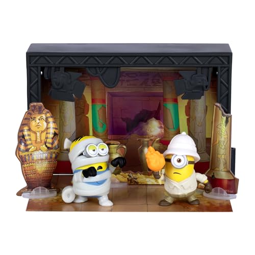 Illumination's Minions & Monsters Mummy Temple Sound Stage, 3 to Collect and Connect to Build Your Monstrous Hollywood Production, Includes 2 Cast & Crew Mini Figures and 3 Themed Stage Props