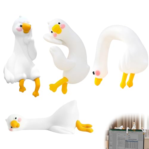 Image of Mbuaopa 4 Pcs Resin Mini Goose Figurines, Tiny Cute Goose Statues, Cute Statues for Computer Monitor, Office Desk, Car Dashboard, Indoor Festival Decor, Silly Goose Gifts for Friend
