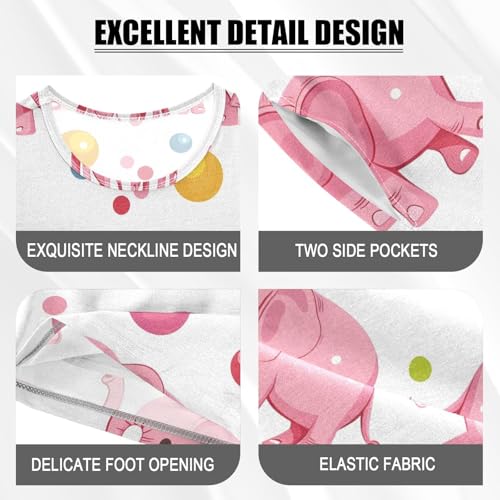 ALAZA Elephant Ball Cartoon Pajamas Short Sleeve 2 Piece Sleepwear Top and Bottom Pajama Set Unisex4