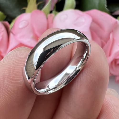 Image of TUTISS 2mm 3mm 4mm 5mm 6mm 7mm 8mm 10mm White Tungsten Rings for Men Women Engagement Wedding Bands Domed Polished Shiny Comfort Fit
