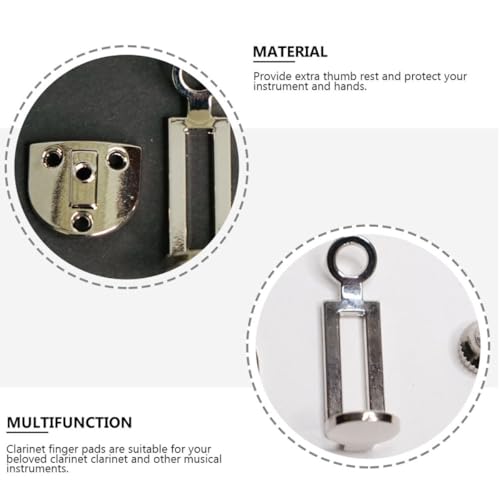 IMIKEYA Adjustable Clarinet Thumb Rest with Strap Loop, Metal Finger Support Protector for Wind Instrument Accessories, Practical Clarinet Thumb Cushion for Musicians Random Style