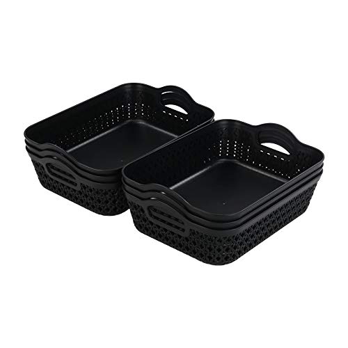 Rinboat Aufbewahrungskörbe aus Kunststoff, 26 x 20 x 7 cm, Schwarz, 6 Stück Cover