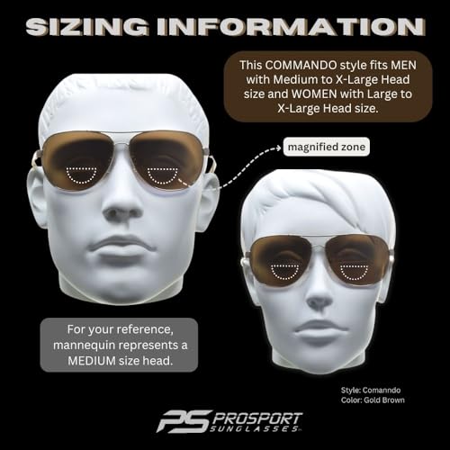 Image of proSPORT Polarized Bifocal Aviator Reading Sunglasses Men, Fishing Sunglass Readers, UV400 Polarized Lens, Driving Golf Beach