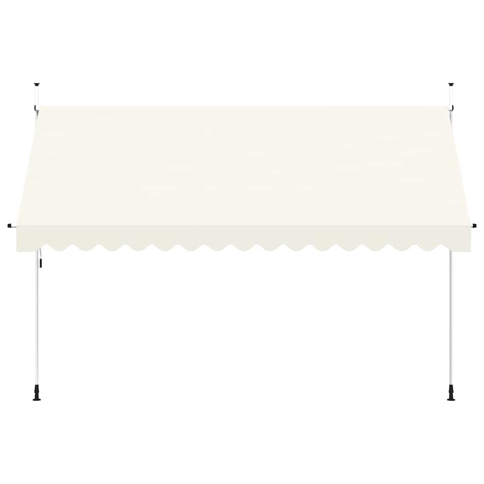Wysuwana markiza balkonowa, obsługiwana ręcznie, 400 cm, kremowo-biała, balkonowa, bez wiercenia, z korbą ręczną, aluminiowa markiza odporna na promieniowanie UV, regulacja wysokości i
