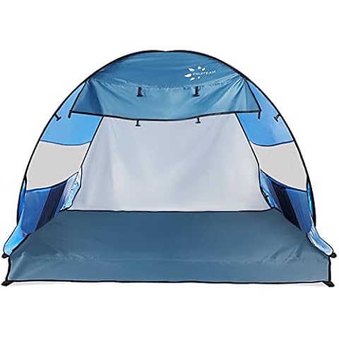 FRUITEAM Pop Up Beach Tent Sun Shelter for 3-4 Person with UV Protection for Camping/Outdoor/Beach, Blue Cover
