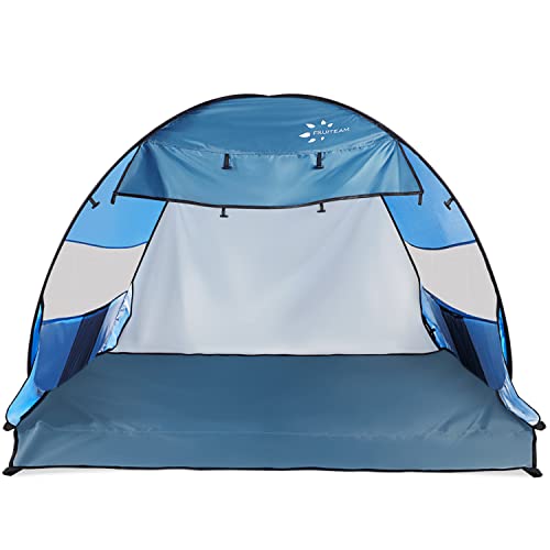 Image of FRUITEAM Pop Up Beach Tent Sun Shelter for 3-4 Person with UV Protection for Camping /Outdoor /Beach, Blue