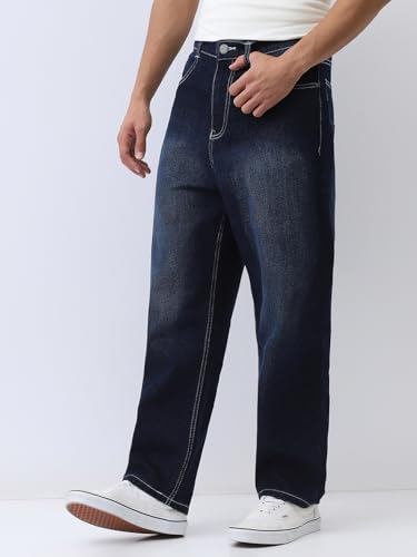Image of Urbano Fashion Men's Loose Baggy Fit Washed Jeans Non-Stretchable