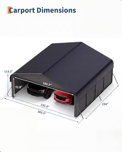 Image of Garvee 20x20 ft Metal Carport Enclosed, Car Ports for 2 Cars