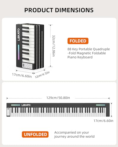 LEKATO Portable Piano Keyboard, 4 pcs Magnetic Electric Piano with Up to 88 Keys, 128 Tones, 128 Rhythm, 21 Demo, Split, Dual Tone, Record, Bluetooth MIDI, Headphone Jack, for Beginners Home Travel - Les Beatles, Paul McCartney, John Lennon, RIngo Starr, George Harrison LEKATO Portable Piano Keyboard, 4 pcs Magnetic Electric Piano with Up to 88 Keys, 128 Tones, 128 Rhythm, 21 Demo, Split, Dual Tone, Record, Bluetooth MIDI, Headphone Jack, for Beginners Home Travel – Image 6