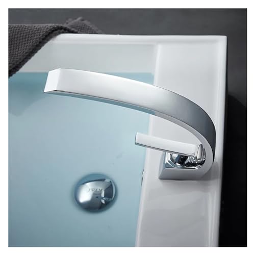 Grifo de lavabo antiespumarrajos en cascada blanco para baño con control monocomando 5