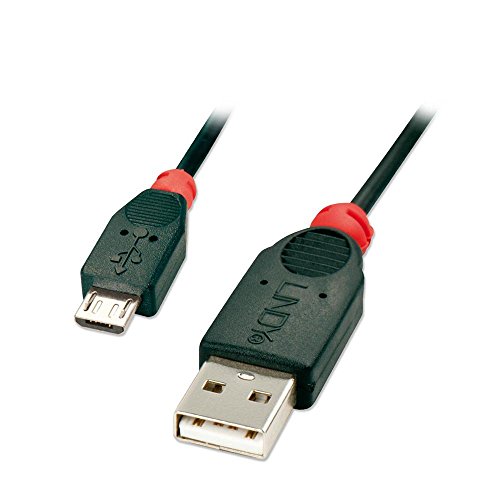 Image of LINDY 41801 0.5 m Type A to Micro-B USB 2.0 Cable - Black