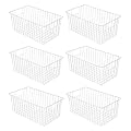 Nprohuge 16" Upright Freezer Organizer Baskets, Wire Storage Bins Large Bakset for Freezer, Pantry, Kitchen, Bathroom Organizing, White, Set of 6