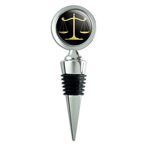 Balanced Scales of Justice Symbol Legal Lawyer Gold Wine Bottle Stopper