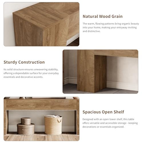 Extra Long Console Tables for Entryway 86-Inch, Natural Oak Brown | Farmhouse Couch Table Behind Sofa Wooden, Modern Entryway Table for Entrance, Hallway, Living Room, Apartment - Image 6